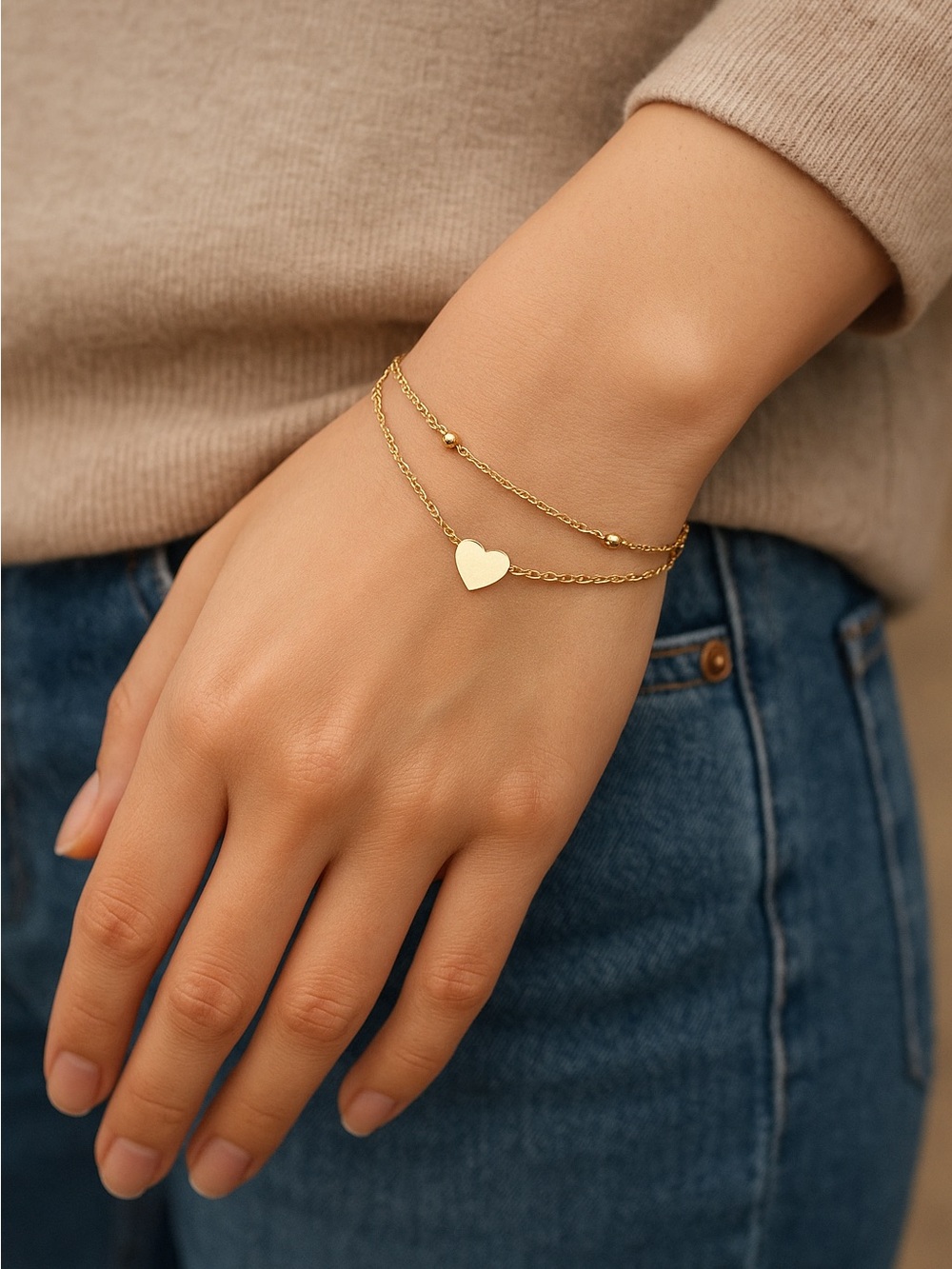Gold Hearted Bracelet - Women's Jewelry. Buy one Get One Free.